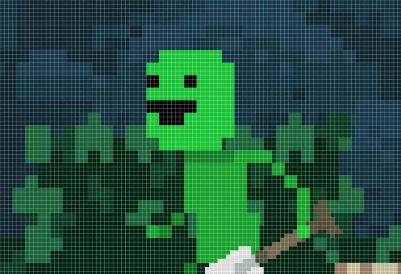 Зеленый пиксельный стим