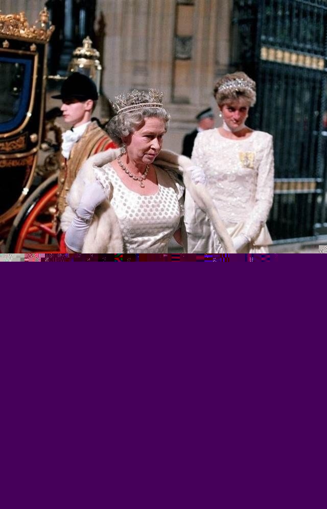 Королева Елизавета II с принцессой Уэльской Дианой, 1991 год.