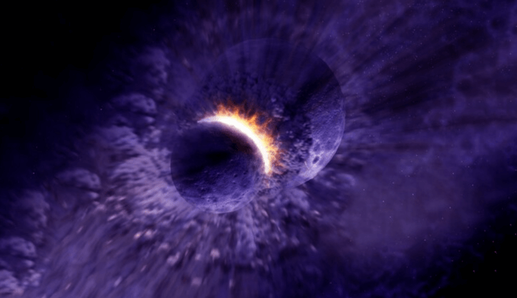 Признаки внеземной жизни могут быть на крупинках космической пыли. Космическая пыль с бактериями может быть выброшена в космос при столкновении астероида с экзопланетой. Фото.