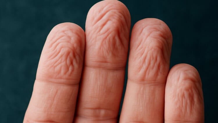 Почему всегда, когда мы мочим пальцы, они морщатся одинаково. Появление морщин на мокрых пальцах контролируется нервной системой. Почему всегда, когда мы мочим пальцы, они морщатся одинаково. Появление морщин на мокрых пальцах контролируется нервной системой. Фото.