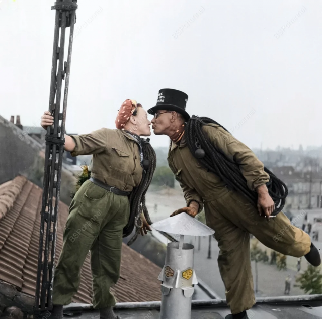 Встретились на работе. Семья трубочистов. Брюссель, 1955 год.