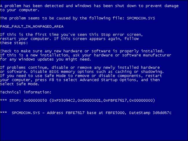 История «Синего экрана смерти» BSoD