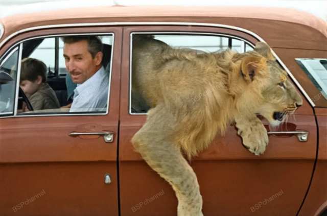 Домашний лев "Кинг" семьи архитектора Льва Берберова. Азербайджанская ССР, Баку, 1971 год.
