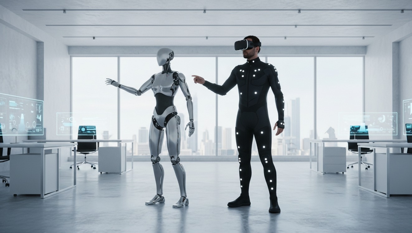 Почему для обучения роботов нужны целые школы. Операторы буквально «показывают» роботам, как двигаться, а те запоминают — снова и снова. Фото.