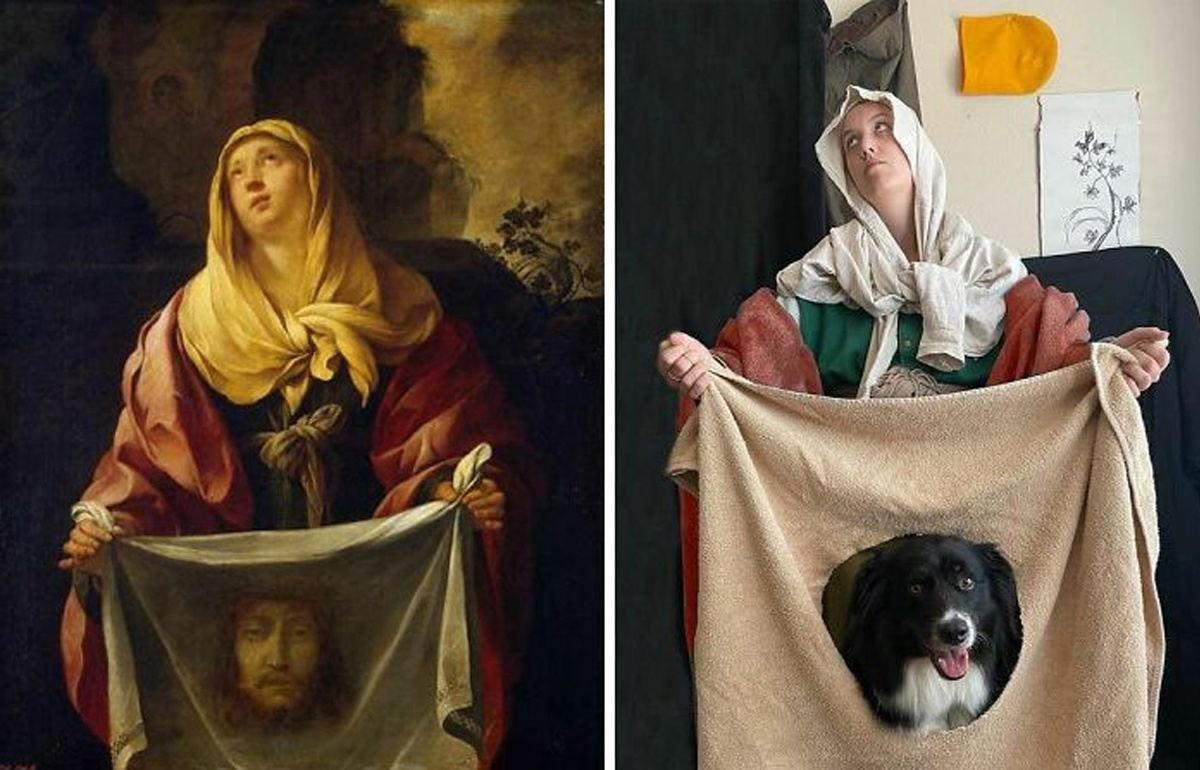 Девушка вместе с собакой делает пародии на известные картины / Творчество /  magSpace.ru