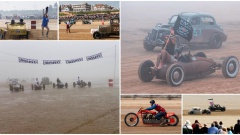 Гонка классических автомобилей и мотоциклов Race The Waves прошла на пляже в Великобритании